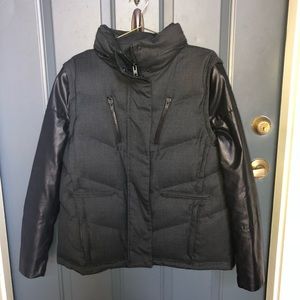 The Kooples Dark Gray and Black Puffer Jacket Converts into Vest